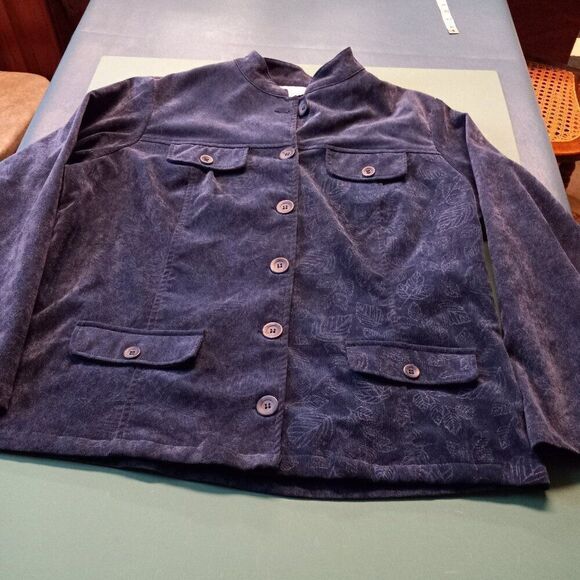 Breckenridge Women 1x Blue Button down Corduroy Jacket Cottagecore Grandmacore - Picture 1 of 6